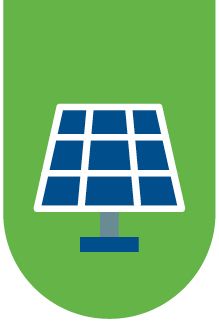 Grünes Icon mit blauem Solarpanel